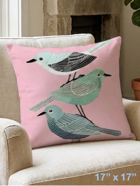 Three Birds Print Cushion & Filler